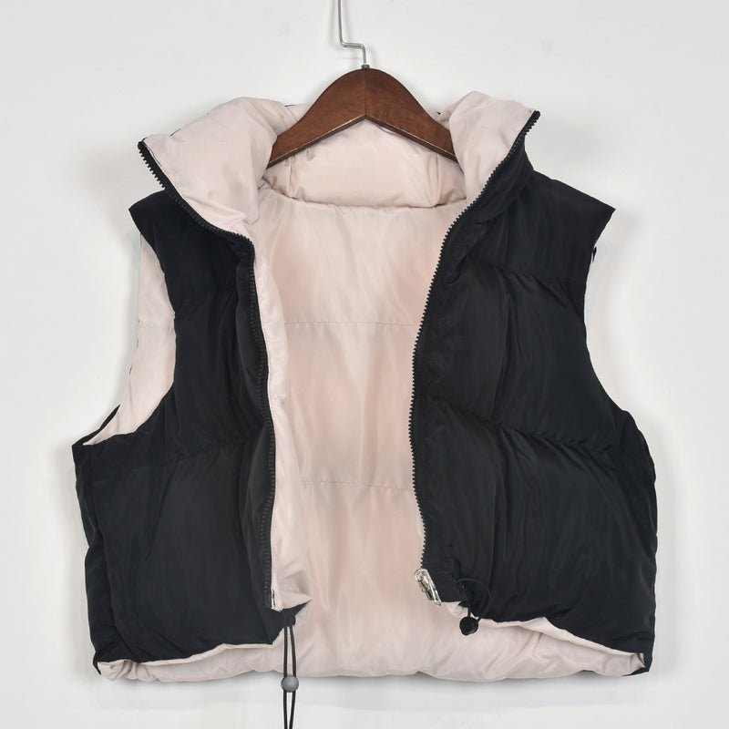 Reversible Wear Zipper Vest Warm Cotton Jacket GBTF 8099DN
