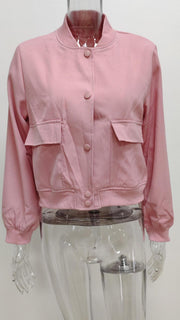 Plus Size Single Breasted Solid Color Long Sleeve Jacket GHHE 24594