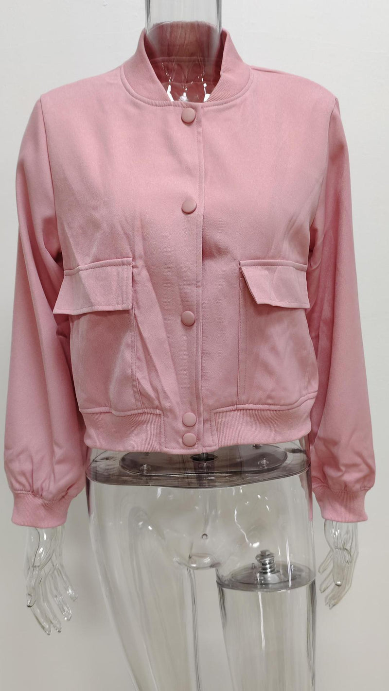 Plus Size Single Breasted Solid Color Long Sleeve Jacket GHHE 24594