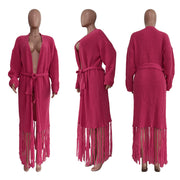 Solid Color Tassel Sweater Coats TR 1220