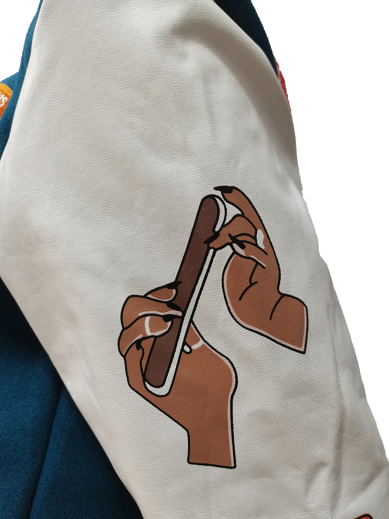 Thickened Embroidered Color Block Baseball Jacket CM 001