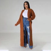 Plus Size Fashion Long Sleeve Long Sweater Jacket GOSD 6813