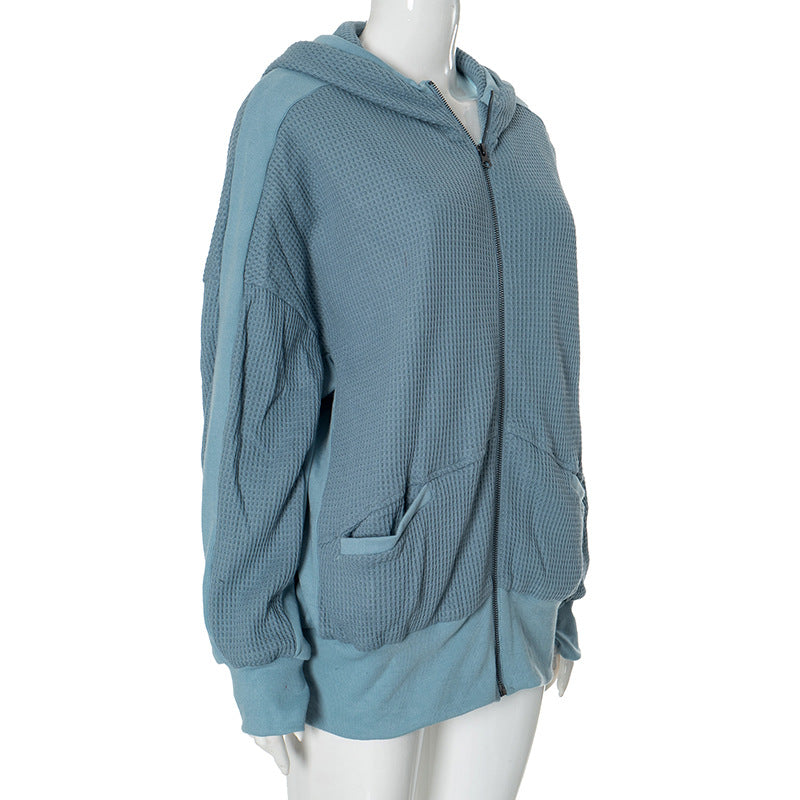 Solid Color Long Sleeve Hooded Coat GSZM ZTP1387