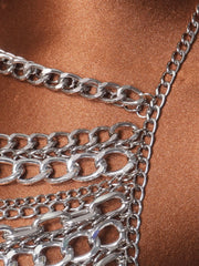 Sexy Multi layer Alloy Chains Chest Chain Tank Top GZYY J25524
