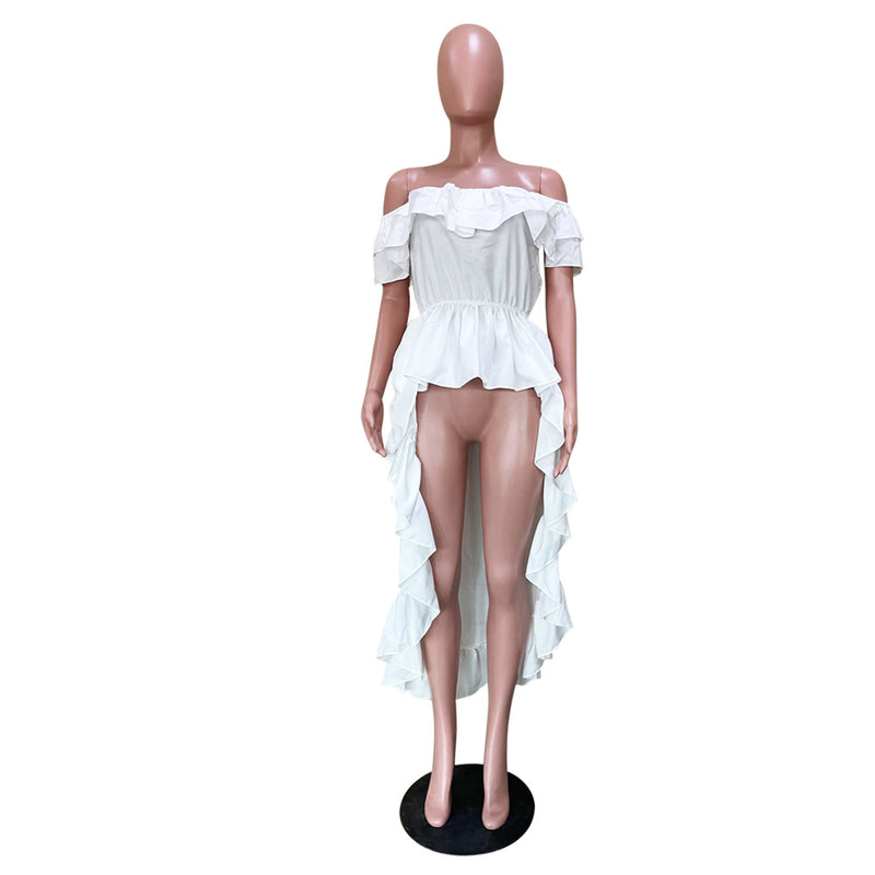 Ruffled One Shoulder Irregular Swallowtail Top OLYF 6101 1