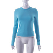Solid Long Sleeve O Neck T Shirt GSZM M22TP636