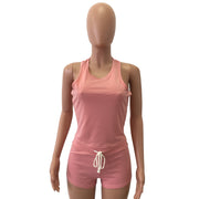Solid Sleeveless Summer Two Piece Shorts Suit TE 3147 1