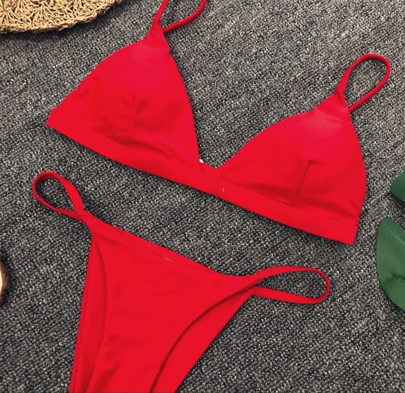 Sexy Solid Color Bikinis Swimsuit Two Piece Set CSYZ 1760