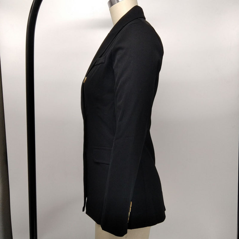 Solid Color Double Breasted Slim Blazer Coat XMY 9395