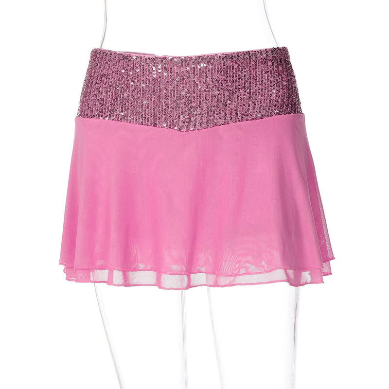 Sequin Patchwork Backless Sling Two Piece Skirts Set LJSF T6421544X