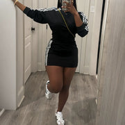 Stripe Sport Long Sleeve Mini Dress HNIF MC011