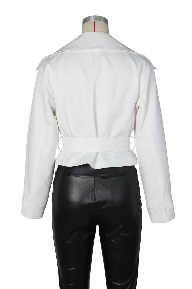 Double breasted Lapel Tie Up Coat ZSD 0776