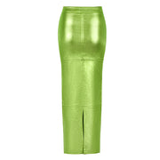 Solid High Waist Split Long Skirt GBTF 7662SG