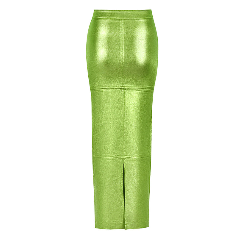 Solid High Waist Split Long Skirt GBTF 7662SG