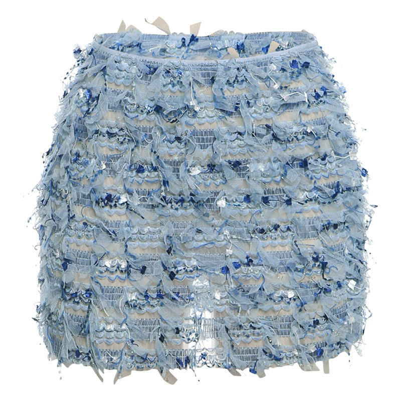 Stripe Tassel Slim Mini Skirts GZJQ K24J49458