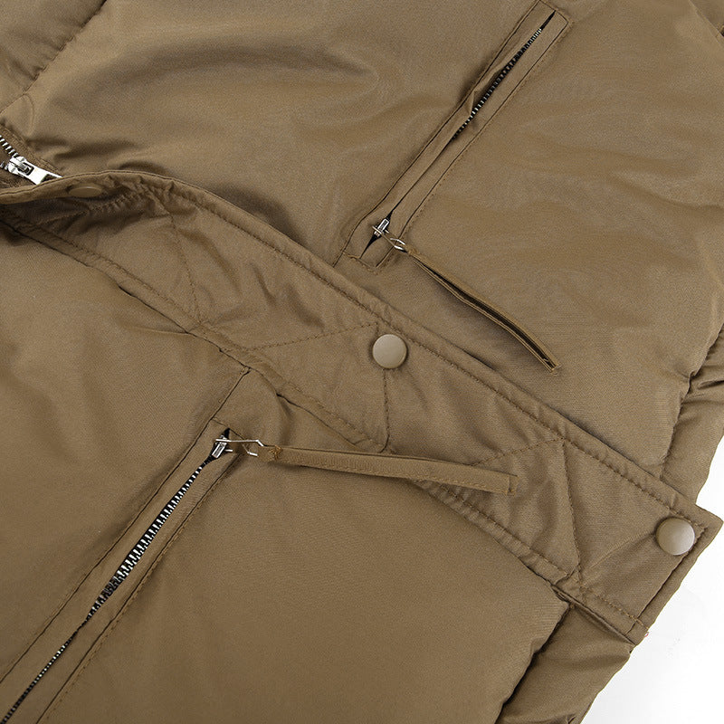 Long Sleeve Standing Collar Solid Color Cotton Jacket FL 23469
