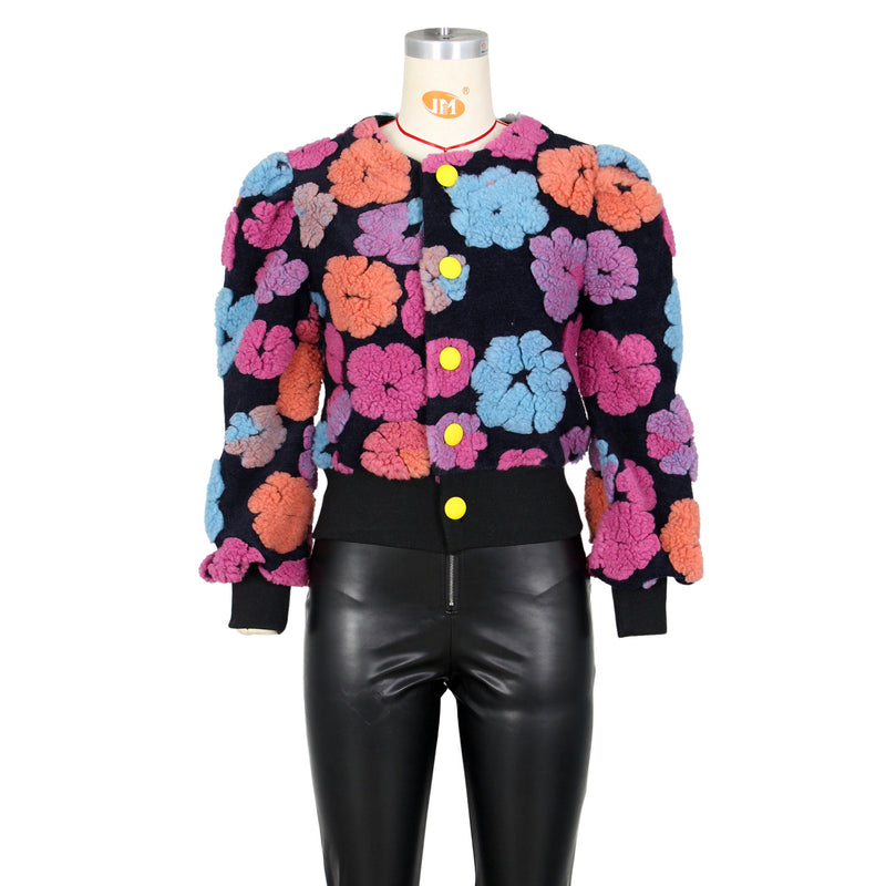 Floral Single breasted Short Coat ZSD 0562