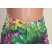 Plus Size Denim Tie Dye Ripped Hole Jeans Shorts SH 3846