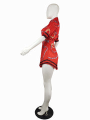Plus Size Fashion Slim Print Short Sleeve Shirt LS 0341