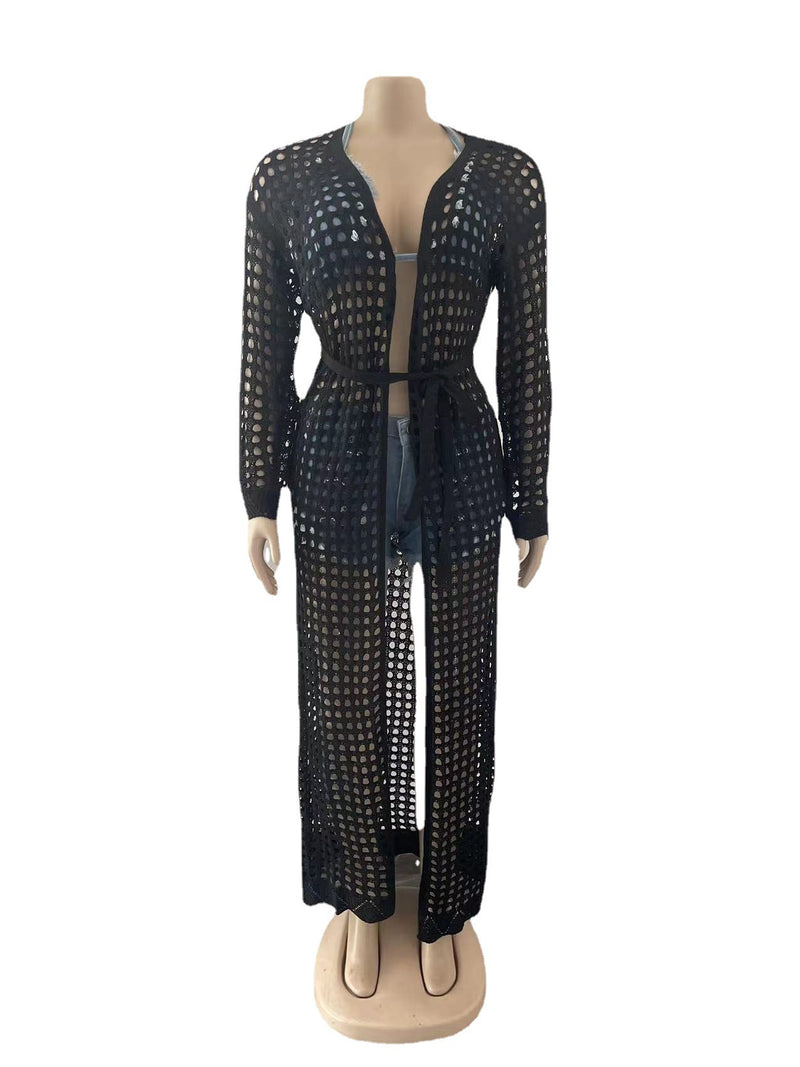 Sexy Hollow Out Long Sleevel Beach Cloak Coat OSM 4366