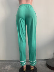 Solid Color Patchwork Tie Up Straight Pants ORY 5269