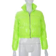 Solid PU Leather Stand up Collar Cotton Jacket GSZM A20666T