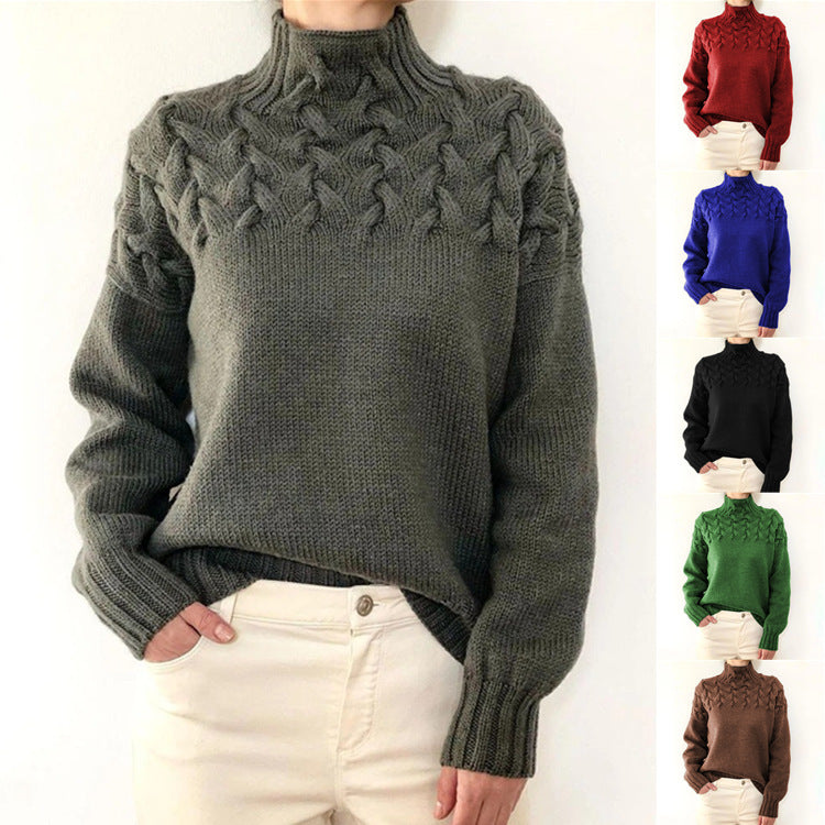 Solid Color High Collar Sweater GBLH 9856