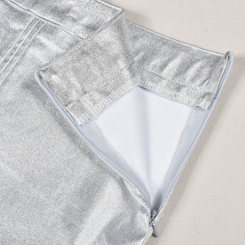 Patchwork Split PU Leather Half body Skirt GNZD 7662SG