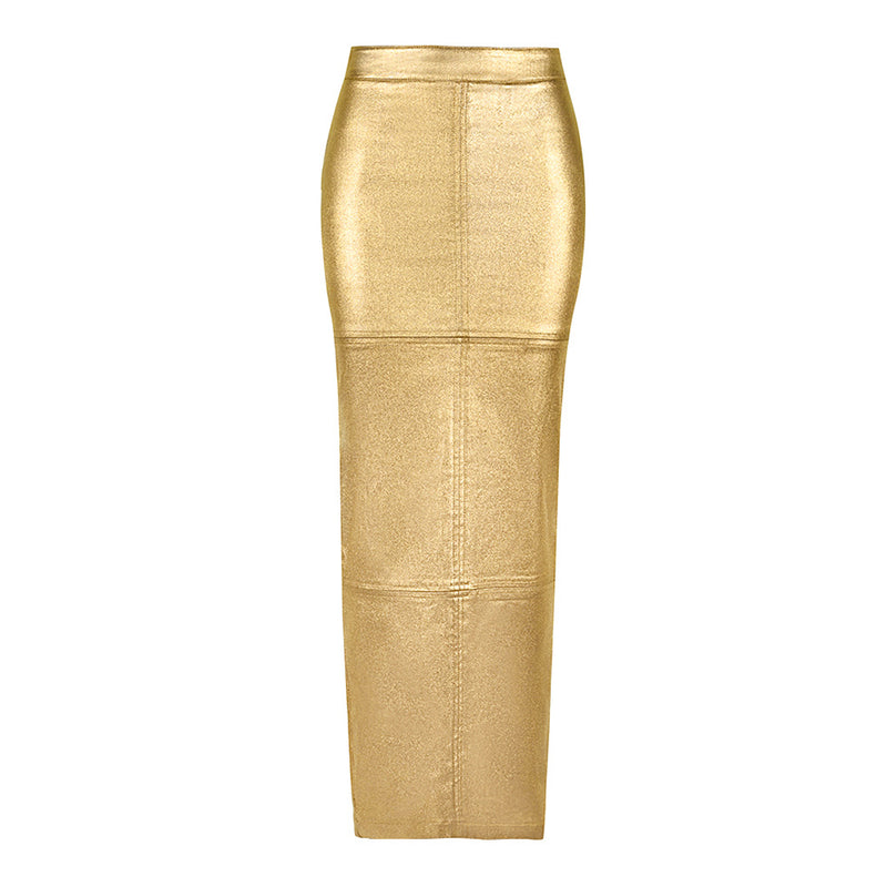 Patchwork Split PU Leather Half body Skirt GFRT 7662