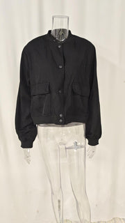 Plus Size Single Breasted Solid Color Long Sleeve Jacket GHHE 24594