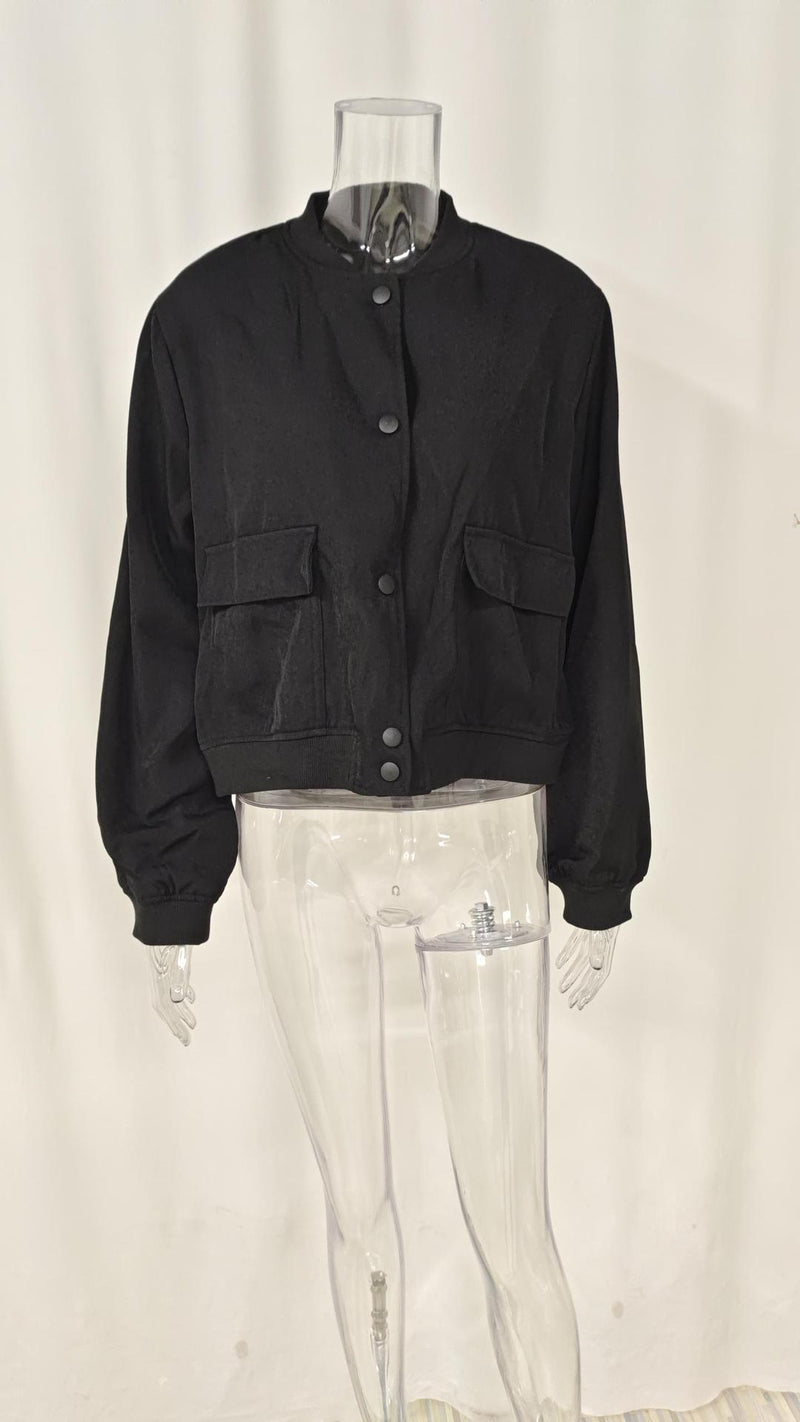 Plus Size Single Breasted Solid Color Long Sleeve Jacket GHHE 24594