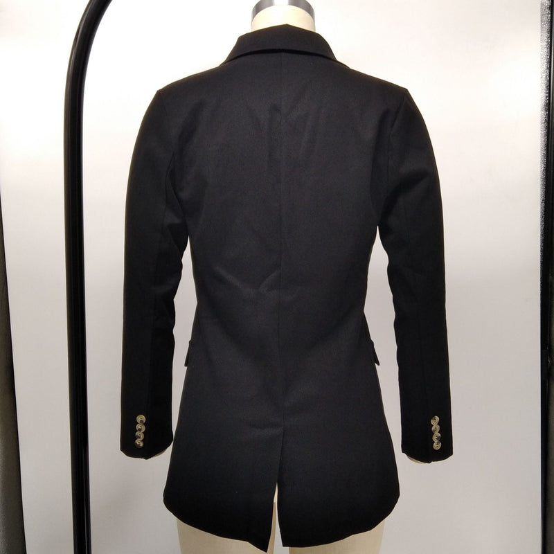 Solid Color Double Breasted Slim Blazer Coat XMY 9395