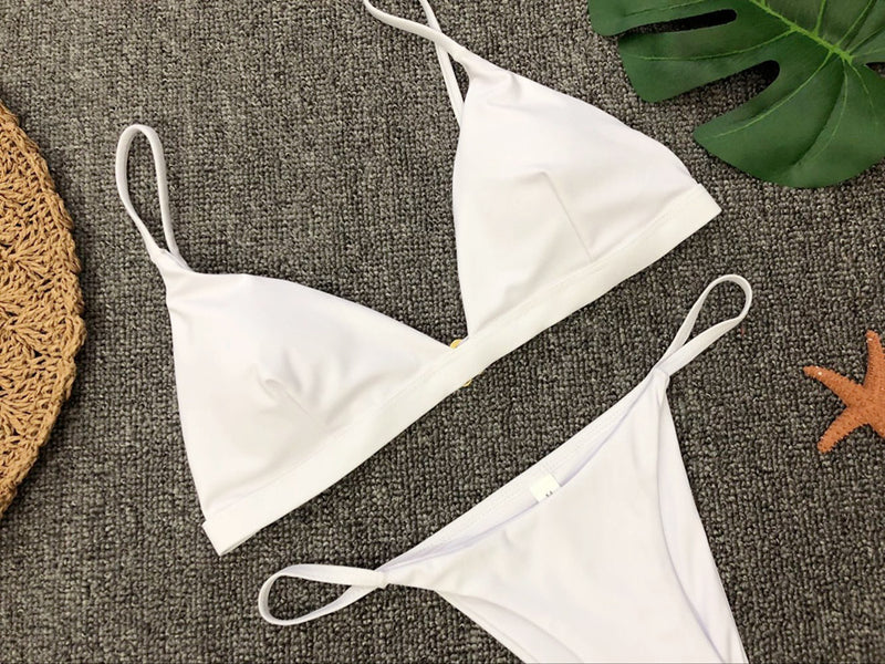 Sexy Solid Color Bikinis Swimsuit Two Piece Set CSYZ 1760
