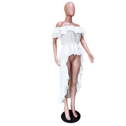 Ruffled One Shoulder Irregular Swallowtail Top OLYF 6101 1