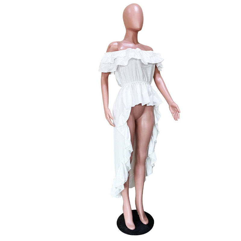 Ruffled One Shoulder Irregular Swallowtail Top OLYF 6101 1