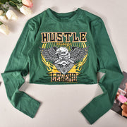 Letter Print Long Sleeve Tight T Shirt GNZD 9670TD