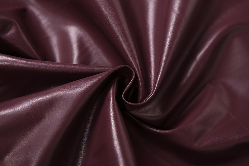 PU Leather Solid Color Irregular Coat XEF K25C77277