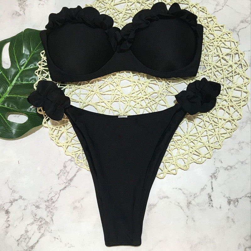 Sexy Pleated Bandeau Bikini Two Piece Sets CASF 8753