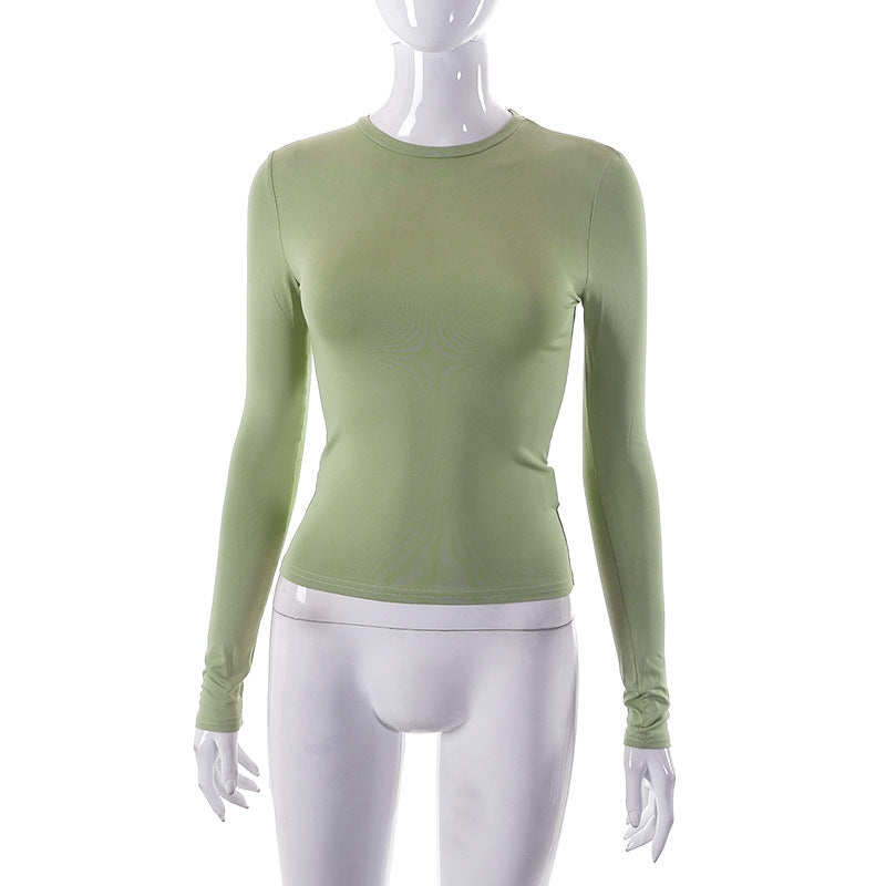 Solid Long Sleeve O Neck T Shirt GSZM M22TP636