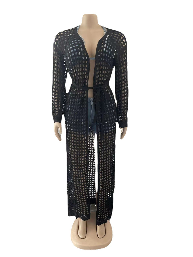 Sexy Hollow Out Long Sleevel Beach Cloak Coat OSM 4366