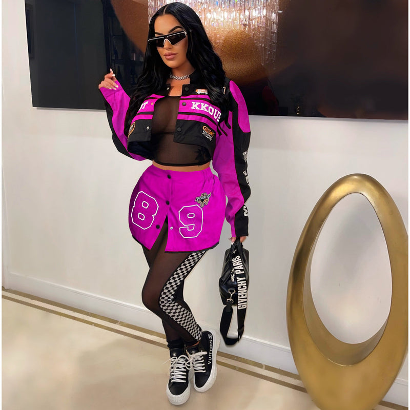 Printed Removable Two Wear Baseball Jacket MDF 5382