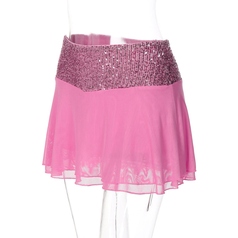 Sequin Patchwork Backless Sling Two Piece Skirts Set LJSF T6421544X