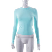 Solid Long Sleeve O Neck T Shirt GSZM M22TP636