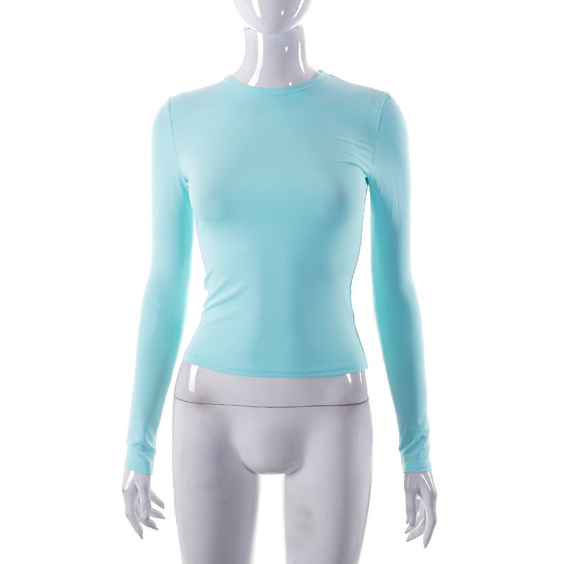 Solid Long Sleeve O Neck T Shirt GSZM M22TP636