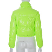 Solid PU Leather Stand up Collar Cotton Jacket GSZM A20666T