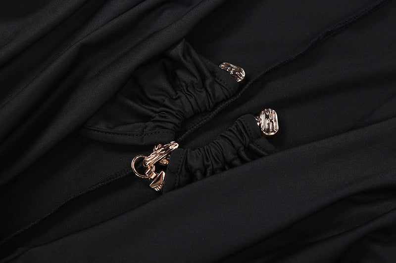 Solid Color Wrap Chest Long Sleeve Jumpsuit XEF K25Q77505