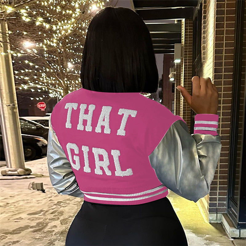 Fashion Embroidery Splicing Slim Baseball Jacket IV 8431