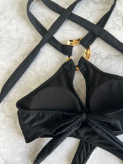 Sexy Print Cross Tie Up One Piece Swimsuit CASF 6732