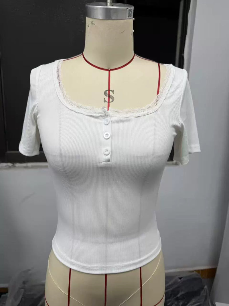 V Neck Solid Color Tops GYWO 55040