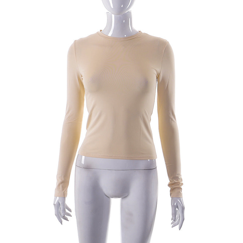 Solid Long Sleeve O Neck T Shirt GSZM M22TP636